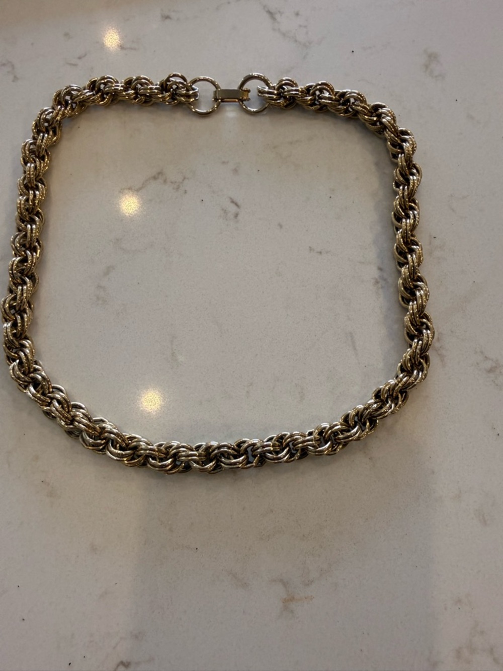 Vintage Gold Rope-Style Link Necklace - Women Jewelry 16” HEAVY